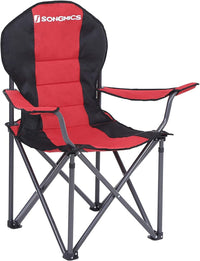 Thumbnail for SONGMICS Folding Camping Chair with Bottle Holder Red and Black