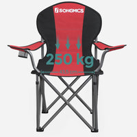 Thumbnail for SONGMICS Folding Camping Chair with Bottle Holder Red and Black