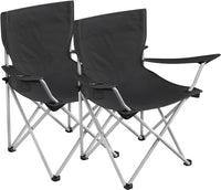 Thumbnail for SONGMICS Set of 2 Folding Camping Outdoor Chairs with Armrests and Cup Holders Black