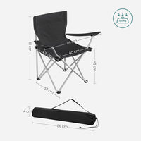 Thumbnail for SONGMICS Set of 2 Folding Camping Outdoor Chairs with Armrests and Cup Holders Black