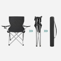 Thumbnail for SONGMICS Set of 2 Folding Camping Outdoor Chairs with Armrests and Cup Holders Black