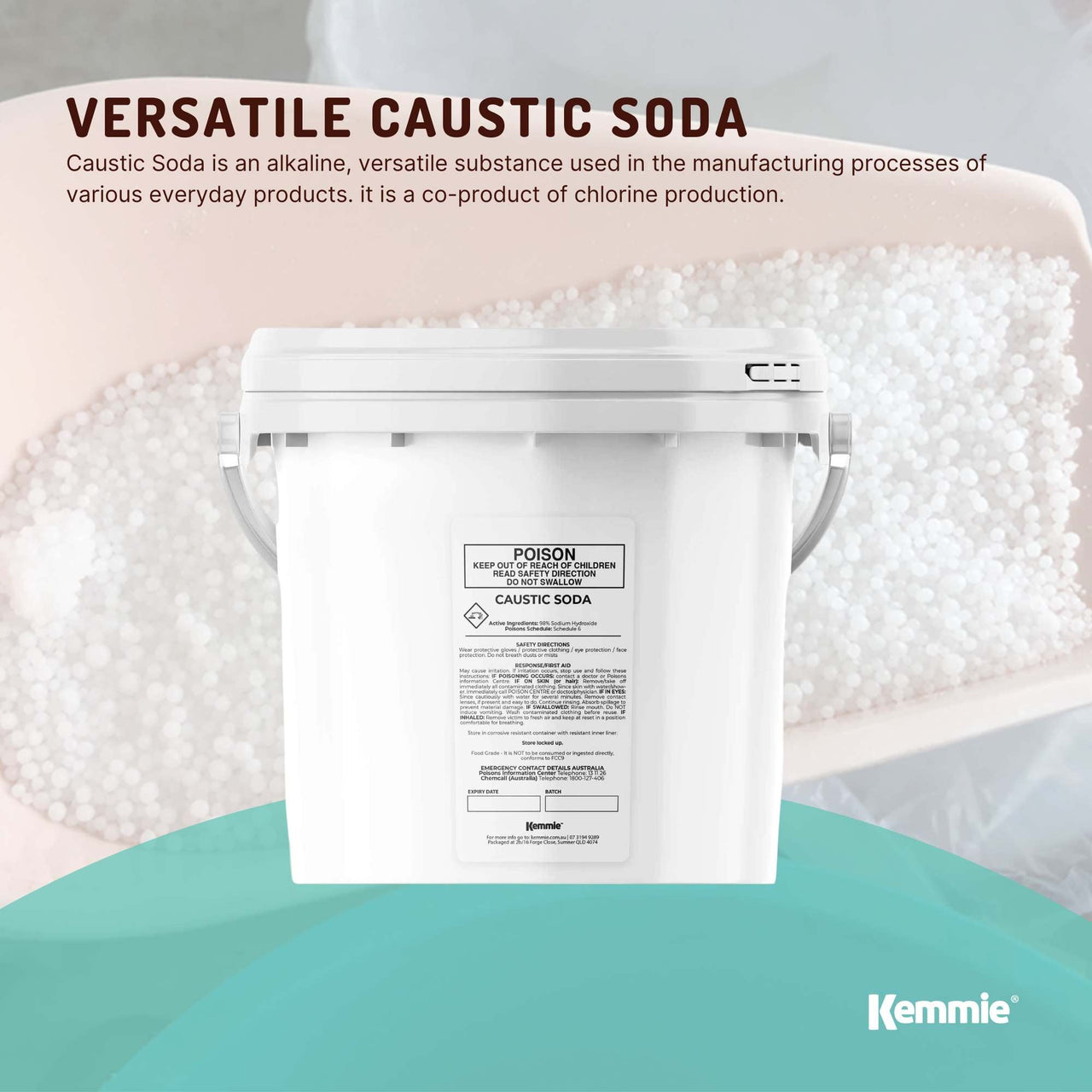 5Kg Caustic Soda Pearls Tub Food Grade Sodium Hydroxide Lye NaOH Soap Making