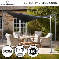 Thumbnail for Wallaroo 3x3m Butterfly Steel Gazebo - Charcoal