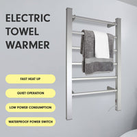 Thumbnail for Pronti Heated Towel Rack Electric Bathroom Towel Rails Warmer 100w - Silver