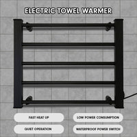 Thumbnail for Pronti Heated Towel Rack Electric Bathroom Towel Rails Warmer Ev-90 -black