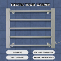 Thumbnail for Pronti Heated Towel Rack Electric Bathroom Towel Rails Warmer Ev-90- Silver