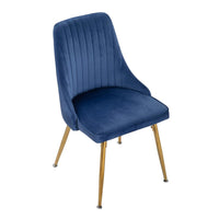 Thumbnail for Dining Delight: Rectangular Table and Navy Velvet Chairs Dining Set