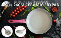 Thumbnail for Jiniart Frypan Frying Pan 24cm Non-Stick Ceramic Induction Ergonomic Round WHITE