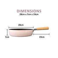 Thumbnail for Fanjini Stone Frypan Frying Pan 28cm Non-Stick IH Induction Wood Ceramic Round PINK