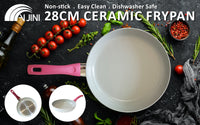 Thumbnail for Jiniart Frypan Frying Pan 28cm Non-Stick Ceramic Induction Ergonomic Round WHITE