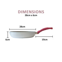 Thumbnail for Jiniart Frypan Frying Pan 28cm Non-Stick Ceramic Induction Ergonomic Round WHITE