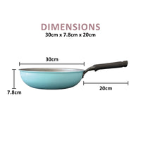 Thumbnail for Fanjini Stone Wok Wokpan 28cm Non-Stick Induction Ceramic Round PURE SKY BLUE