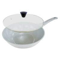 Thumbnail for KOMAN Shinewon Vinch IH Wok Wokpan 28cm Non-stick Induction Ceramic + Glass Lid GREY