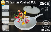 Thumbnail for KOMAN Shinewon Vinch IH Wok Wokpan 28cm Non-stick Induction Ceramic + Glass Lid GREY