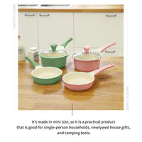 Thumbnail for Sauce Pot Frying Pan w/ a Lid Set Non-Stick Stone Induction IH Frypan 16cm IVORY