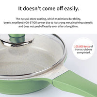 Thumbnail for Sauce Pot Frying Pan w/ a Lid Set Non-Stick Stone Induction IH Frypan 16cm OLIVE