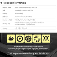 Thumbnail for Sauce Pot Frying Pan w/ a Lid Set Non-Stick Stone Induction IH Frypan 16cm OLIVE