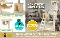 Thumbnail for Cat Tree Multi Level Scratcher MAPLE 140cm BEIGE