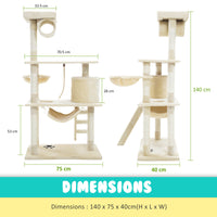 Thumbnail for Cat Tree Multi Level Scratcher MAPLE 140cm BEIGE