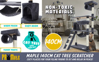 Thumbnail for Cat Tree Multi Level Scratcher MAPLE 140cm GREY