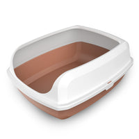 Thumbnail for YES4PETS 2 x Large High Side Large Portable Open Cat Toilet Litter Box Tray House With Scoop Brown