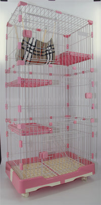 Thumbnail for YES4PETS 179 cm Pink Pet 4 Level Cat Cage House With Litter Tray & Wheel 82x57x179 CM