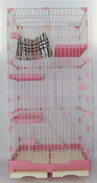 Thumbnail for YES4PETS 179 cm Pink Pet 4 Level Cat Cage House With Litter Tray & Wheel 82x57x179 CM