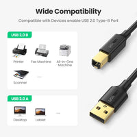 Thumbnail for UGREEN USB 2.0 A Male to B Male Printer Cable 3m (Black) 10351