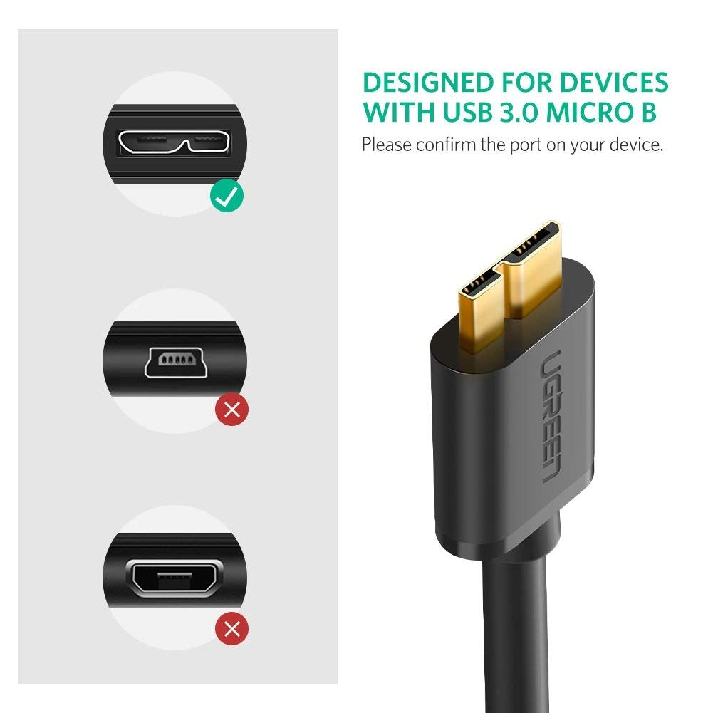 UGREEN USB 3.0 A Male to Micro USB 3.0 Male Cable - Black 2M (10843)