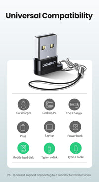 Thumbnail for UGREEN 50568 USB-C 3.1 Female to USB-A 2.0 Male Adapter