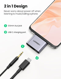 Thumbnail for UGREEN 70312 2-in-1 USB C to C and 3.5mm Adapter