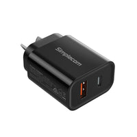 Thumbnail for Simplecom CU220 Dual Port PD 20W Fast Wall Charger USB-C + USB-A for Phone Tablet