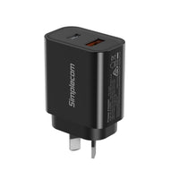 Thumbnail for Simplecom CU220 Dual Port PD 20W Fast Wall Charger USB-C + USB-A for Phone Tablet