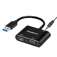 Thumbnail for Simplecom DA316A USB to HDMI + VGA Video Card Adapter with 3.5mm Audio