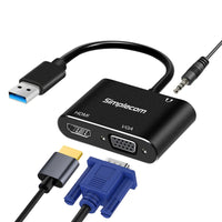 Thumbnail for Simplecom DA316A USB to HDMI + VGA Video Card Adapter with 3.5mm Audio