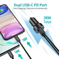 Thumbnail for CHOETECH C0054 2-Port 40W USB-C Car Charger Adapter