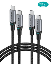 Thumbnail for CHOETECH MIX00073 (XCC-1002 x2) 100W USB-C Braided Fast Charging Cable 1.8M 2 Pack