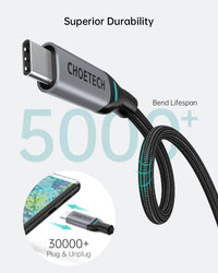 Thumbnail for CHOETECH MIX00073 (XCC-1002 x2) 100W USB-C Braided Fast Charging Cable 1.8M 2 Pack