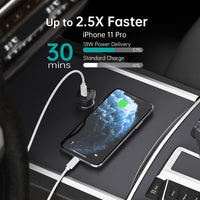 Thumbnail for CHOETECH TC0008-BK Dual USB-C 36W Car Charger Adapter Black