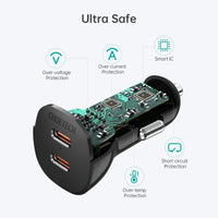 Thumbnail for CHOETECH TC0008-BK Dual USB-C 36W Car Charger Adapter Black