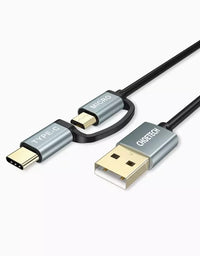 Thumbnail for CHOETECH XAC-0012-102BK 2-in-1 USB Type C+Micro USB Cable 1.2m Charge & Sync for Samsung Phones