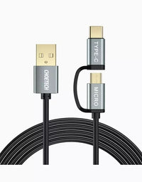 Thumbnail for CHOETECH XAC-0012-102BK 2-in-1 USB Type C+Micro USB Cable 1.2m Charge & Sync for Samsung Phones