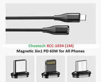 Thumbnail for CHOETECH XCC-1034 60W C to C 1M Cable with 3 Replaceable Connecter