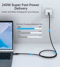 Thumbnail for CHOETECH XCC-1040 USB-C M to M 240W Super Fast Speed Gen3 Cable 1.2M