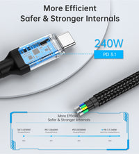 Thumbnail for CHOETECH XCC-1040 USB-C M to M 240W Super Fast Speed Gen3 Cable 1.2M