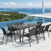 Thumbnail for Iberia 4pc Set Aluminium Outdoor Dining Table Chair Charcoal