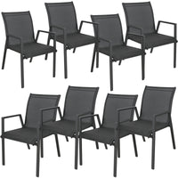 Thumbnail for Iberia 8pc Set Aluminium Outdoor Dining Table Chair Charcoal