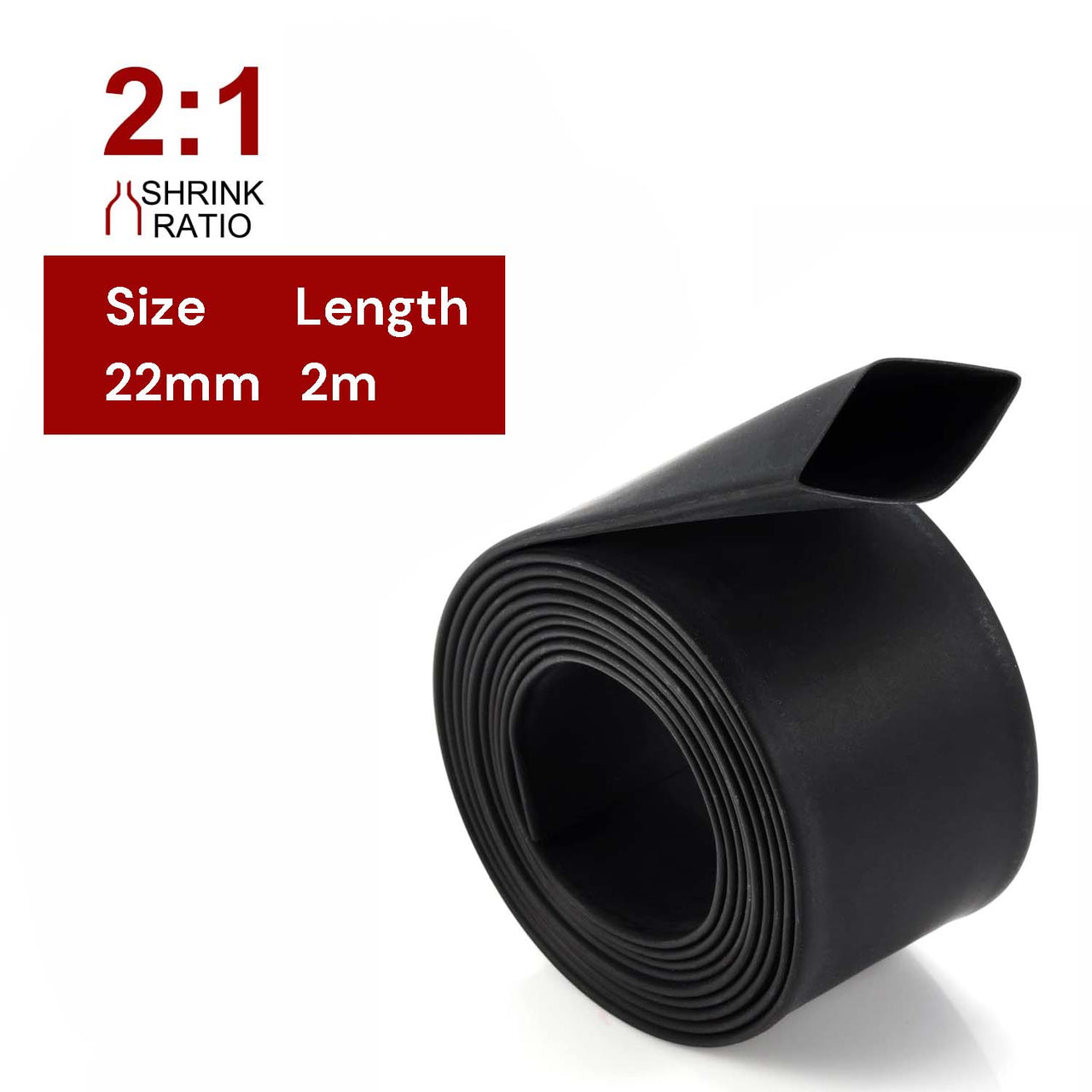 2m Polyolefin Shrink Tube 7/8" (22mm) 2:1 Ratio Heat Shrink Tubing Sleeving Wrap Shrinking