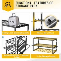 Thumbnail for 40cm Power Tool Organizer 4 Layers Garage Tool Storage Rack Workshop Tool Shelf Drill Pliers Hammer Rack