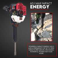 Thumbnail for 2 Stroke Petrol Demolition Jackhammer Concrete Tile Breaker 52cc Jack Hammer